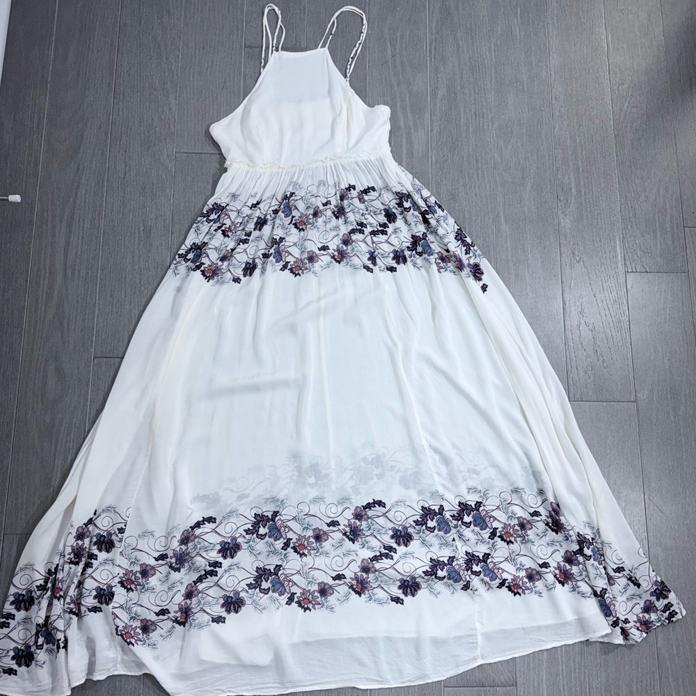 FREE PEOPLE Babydoll Maxi Dress in Cream Combo S Cream Floral Boho Cottagecore - Picture 10 of 13